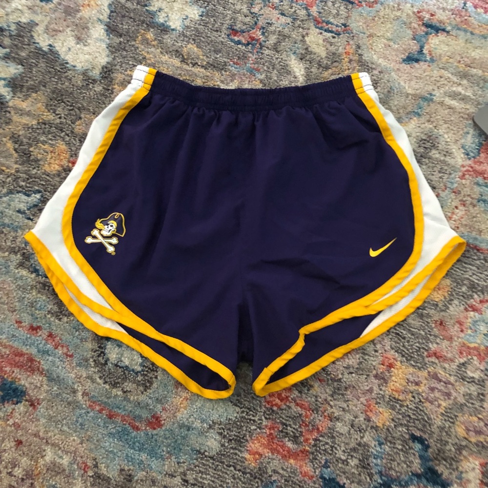 ECU Nike dri-fit athletic shorts purple & yellow